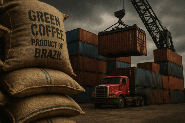 Tarifas dos EUA: Nova tarifa de 50% dos EUA sobre produtos brasileiros impacta exportações de café e carne. Entenda os efeitos para o Brasil e os EUA.