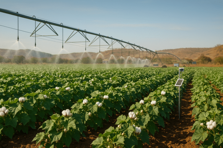 Irrigação do algodão economia de água com pivô central