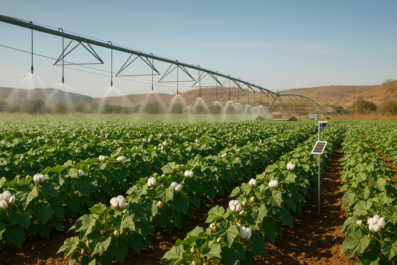 Irrigação do algodão economia de água com pivô central