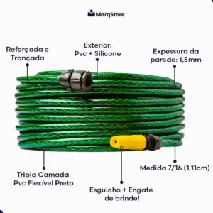 Mangueira de Jardim 30 Metros com Esguicho Trançada Reforçada Flexível